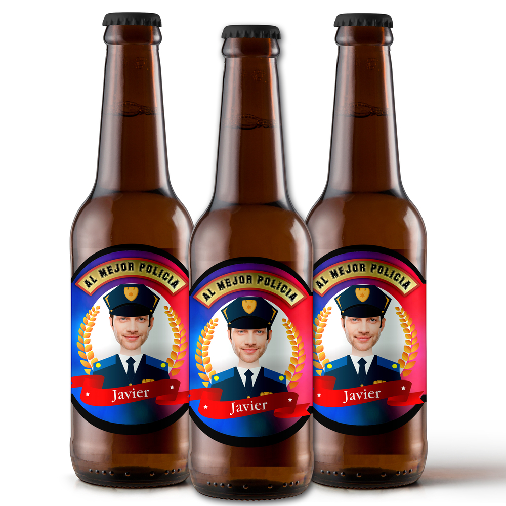 El Mejor Policia | Etiqueta Personalizada Profesiones - Pack de Cervezas - Imagen 3