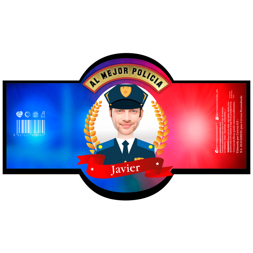El Mejor Policia | Etiqueta Personalizada Profesiones - Pack de Cervezas - Imagen 2