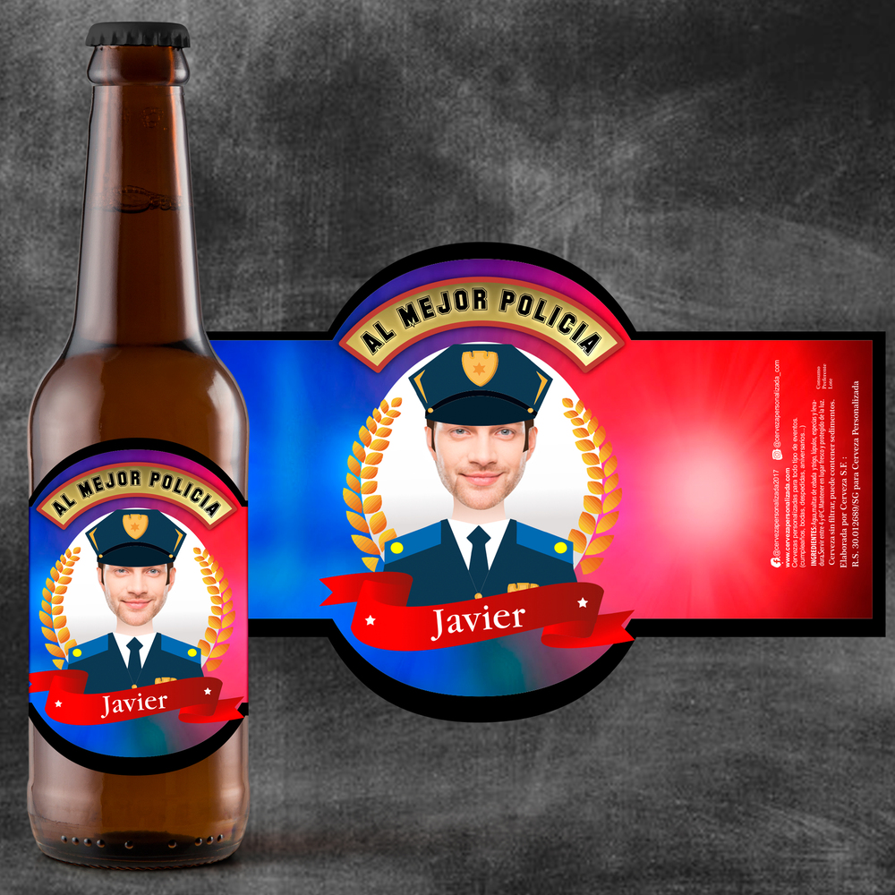 El Mejor Policia | Etiqueta Personalizada Profesiones - Pack de Cervezas - Imagen 4