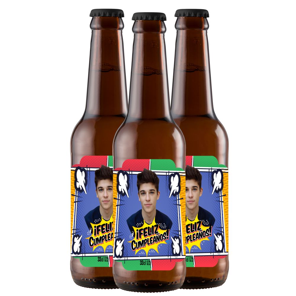 Comic | Etiqueta Personalizada Cumpleaños - Pack de Cervezas - Imagen 3