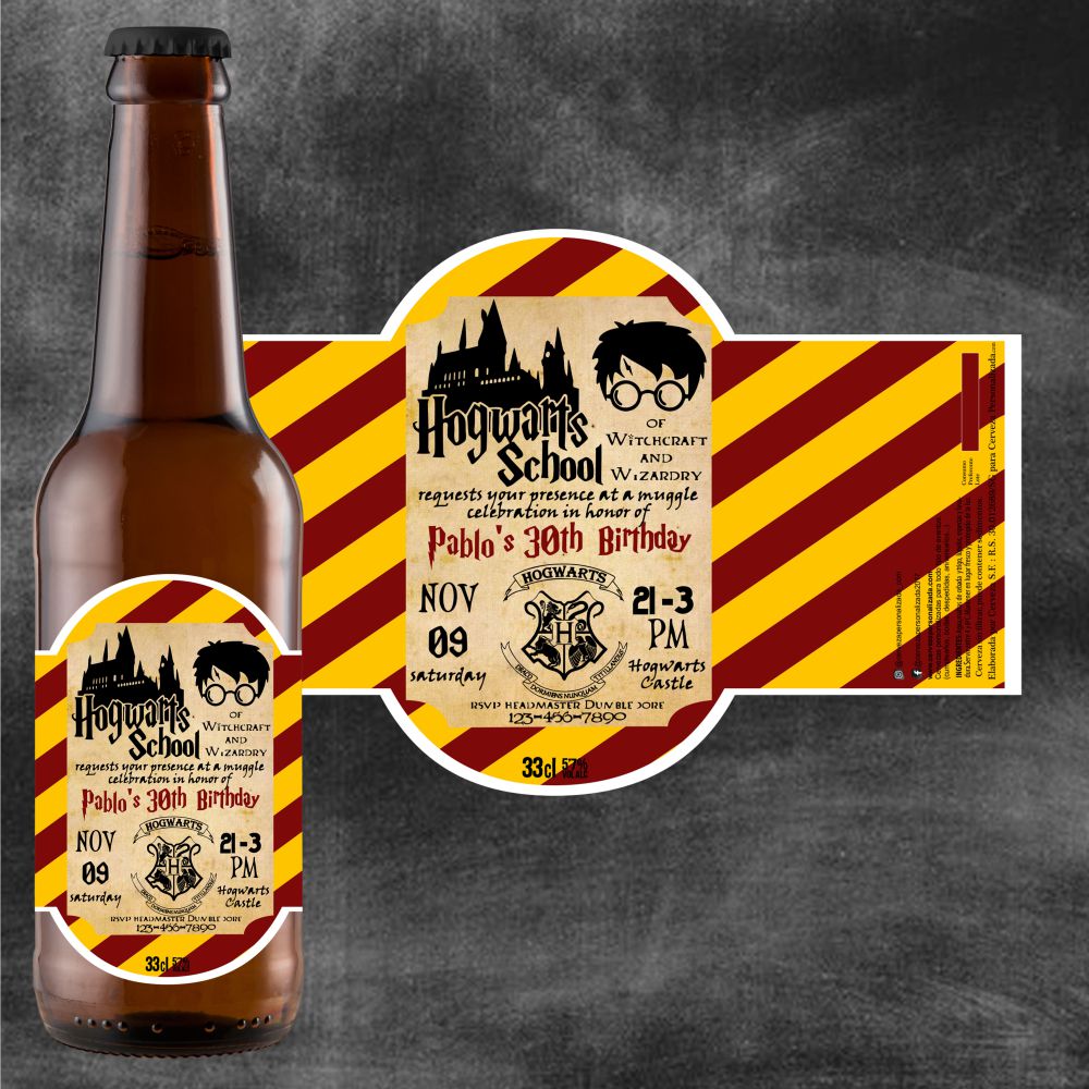 Hogwarts | Etiqueta Personalizada Cumpleaños - Pack de Cervezas - Imagen 4