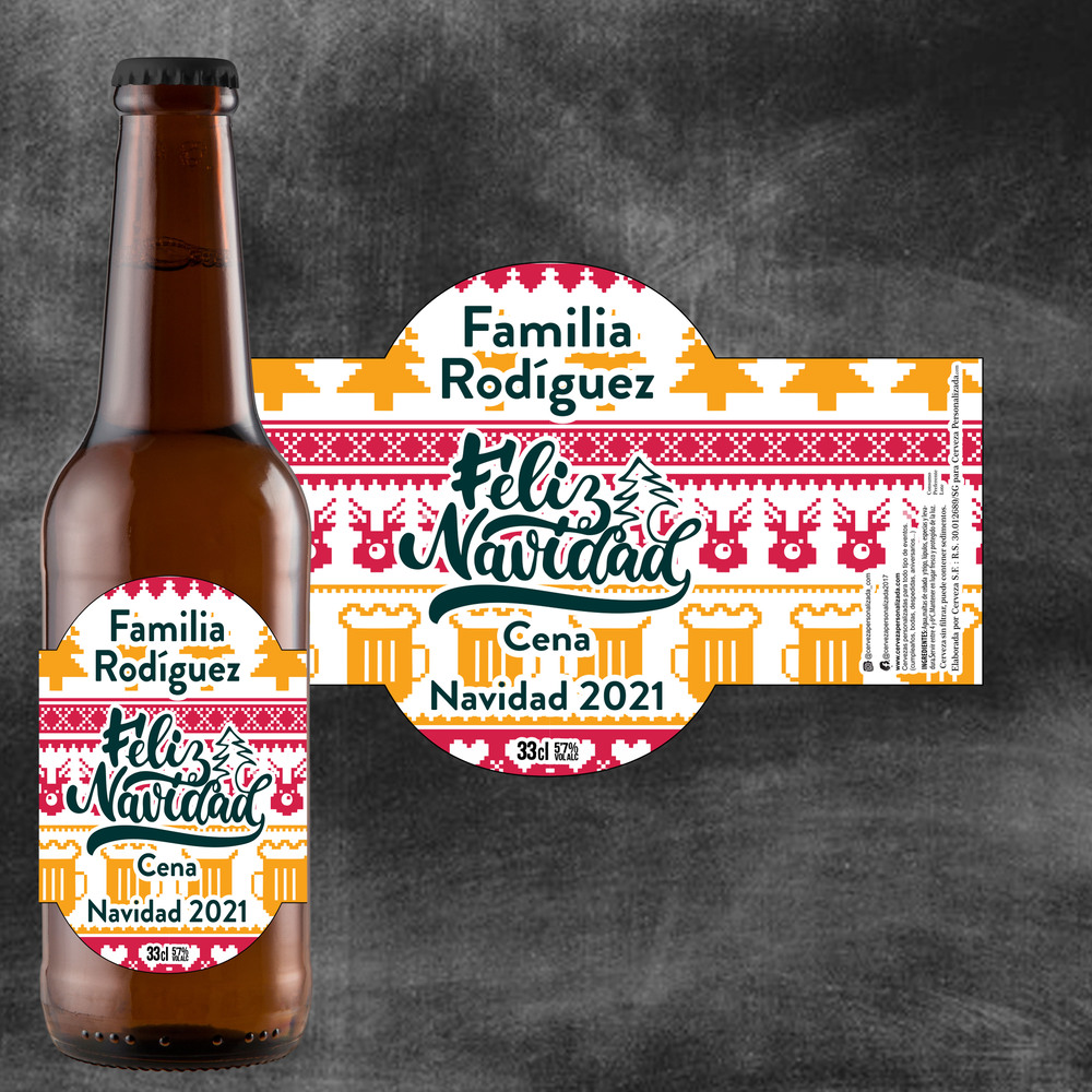 Cena Navidad  | Etiqueta Personalizada Navidad - Pack de Cervezas - Imagen 4