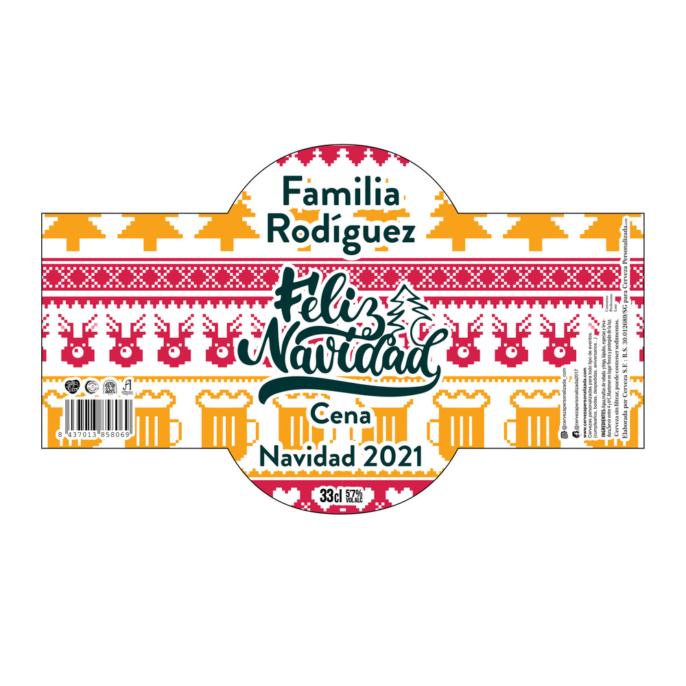 Cena Navidad  | Etiqueta Personalizada Navidad - Pack de Cervezas - Imagen 2