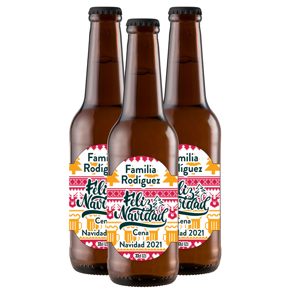 Cena Navidad  | Etiqueta Personalizada Navidad - Pack de Cervezas - Imagen 3