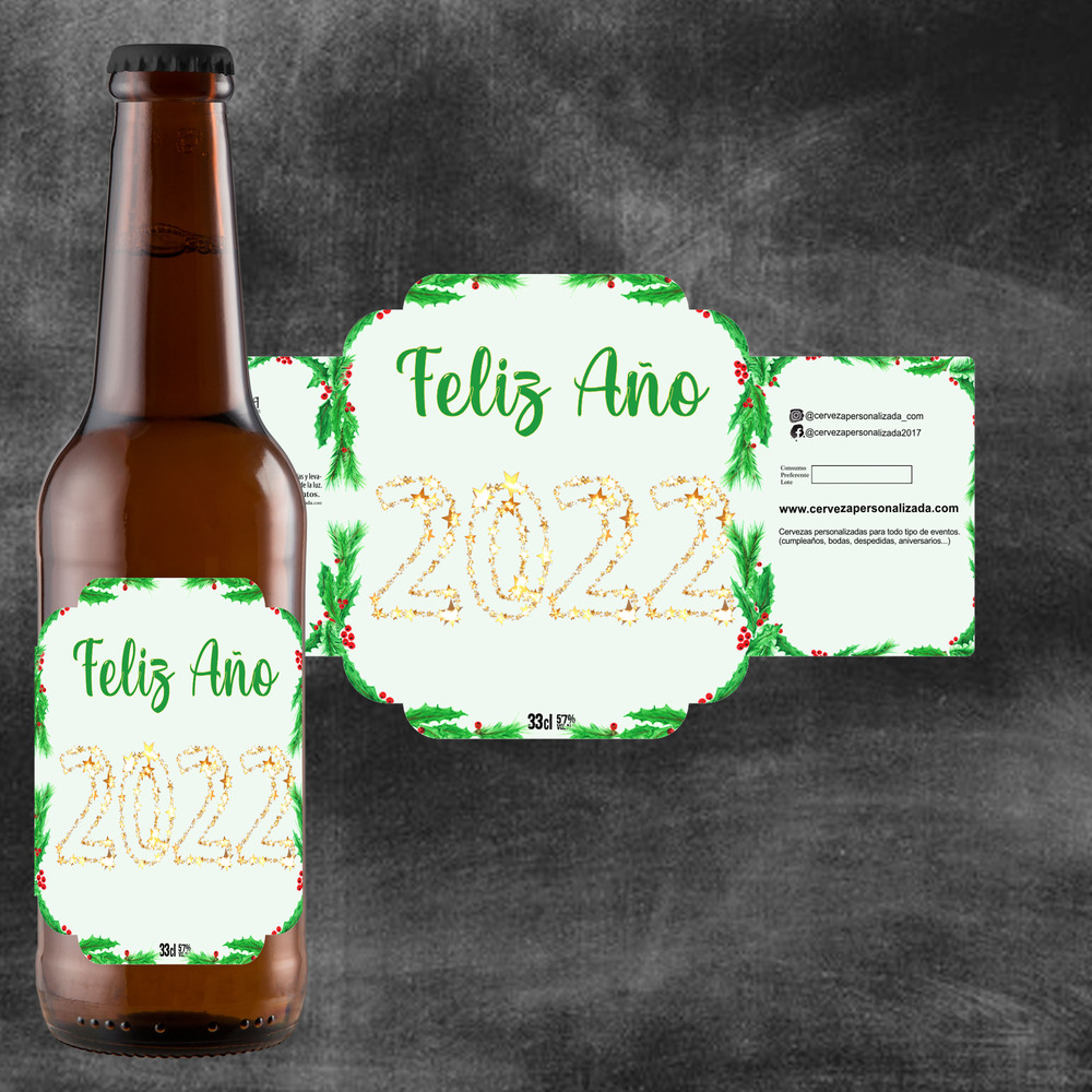 Feliz Año | Etiqueta Personalizada Navidad - Pack de Cervezas - Imagen 4