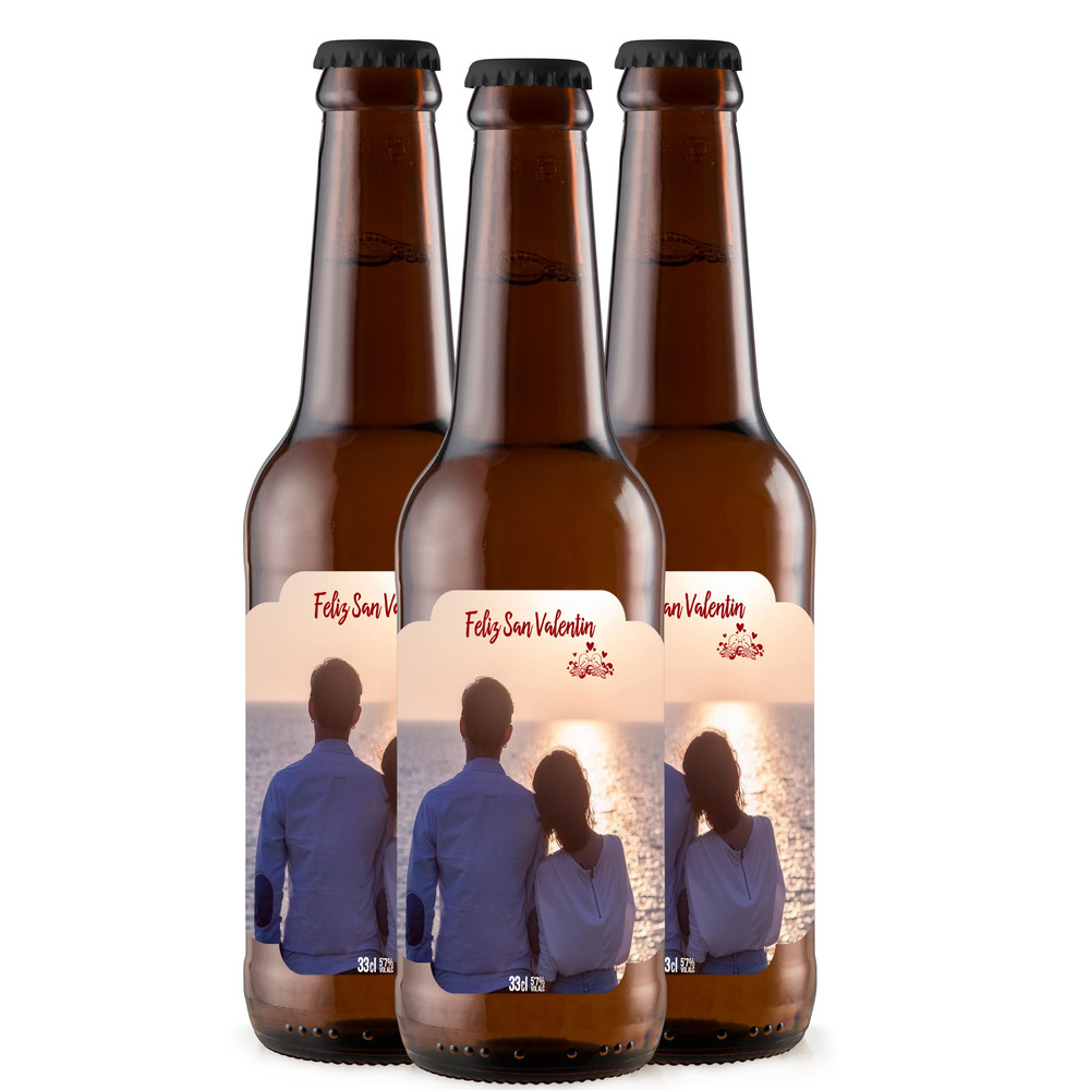Pareja Viendo El Atardecer | Etiqueta Personalizada San Valentín – Pack de Cervezas - Imagen 3
