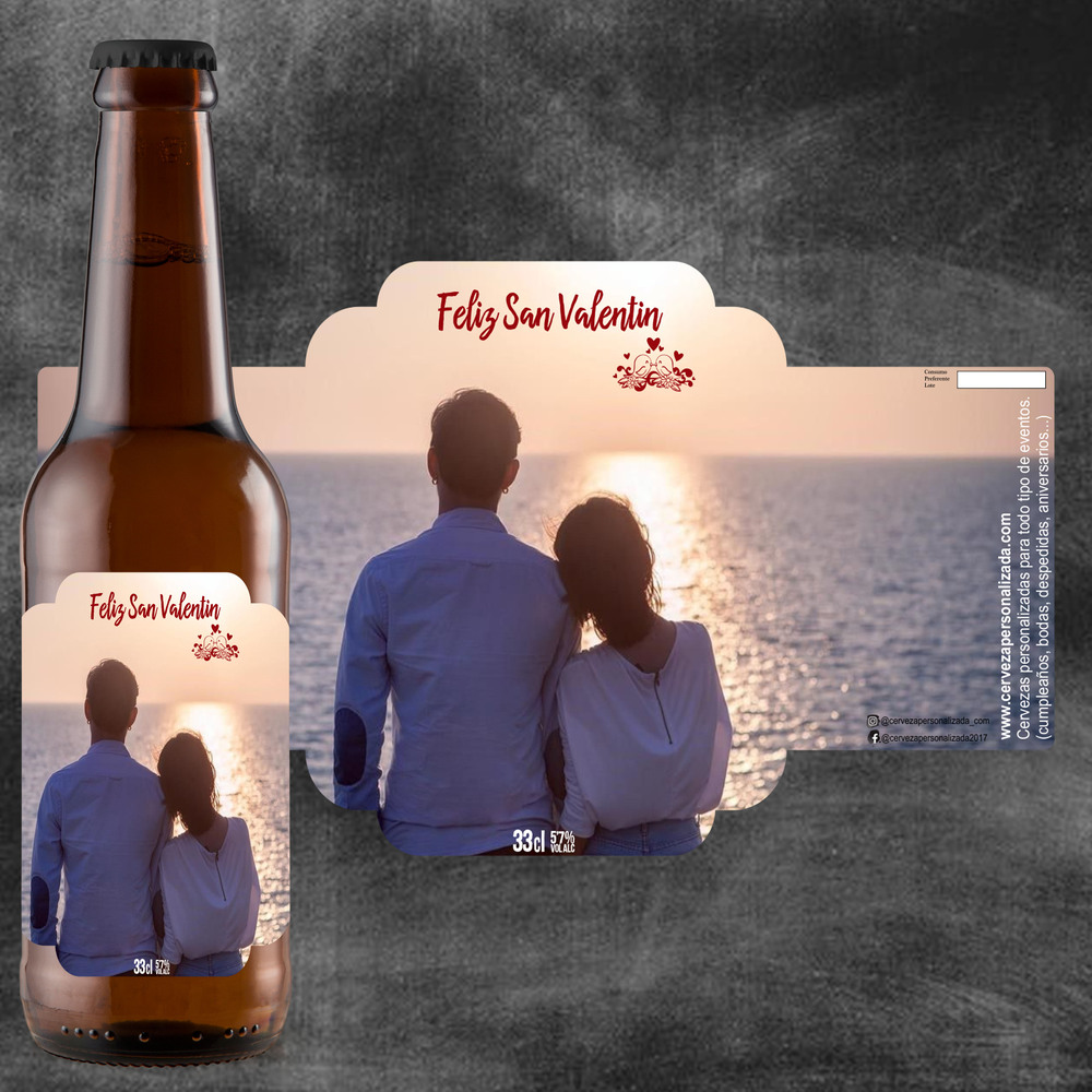 Pareja Viendo El Atardecer | Etiqueta Personalizada San Valentín – Pack de Cervezas - Imagen 4