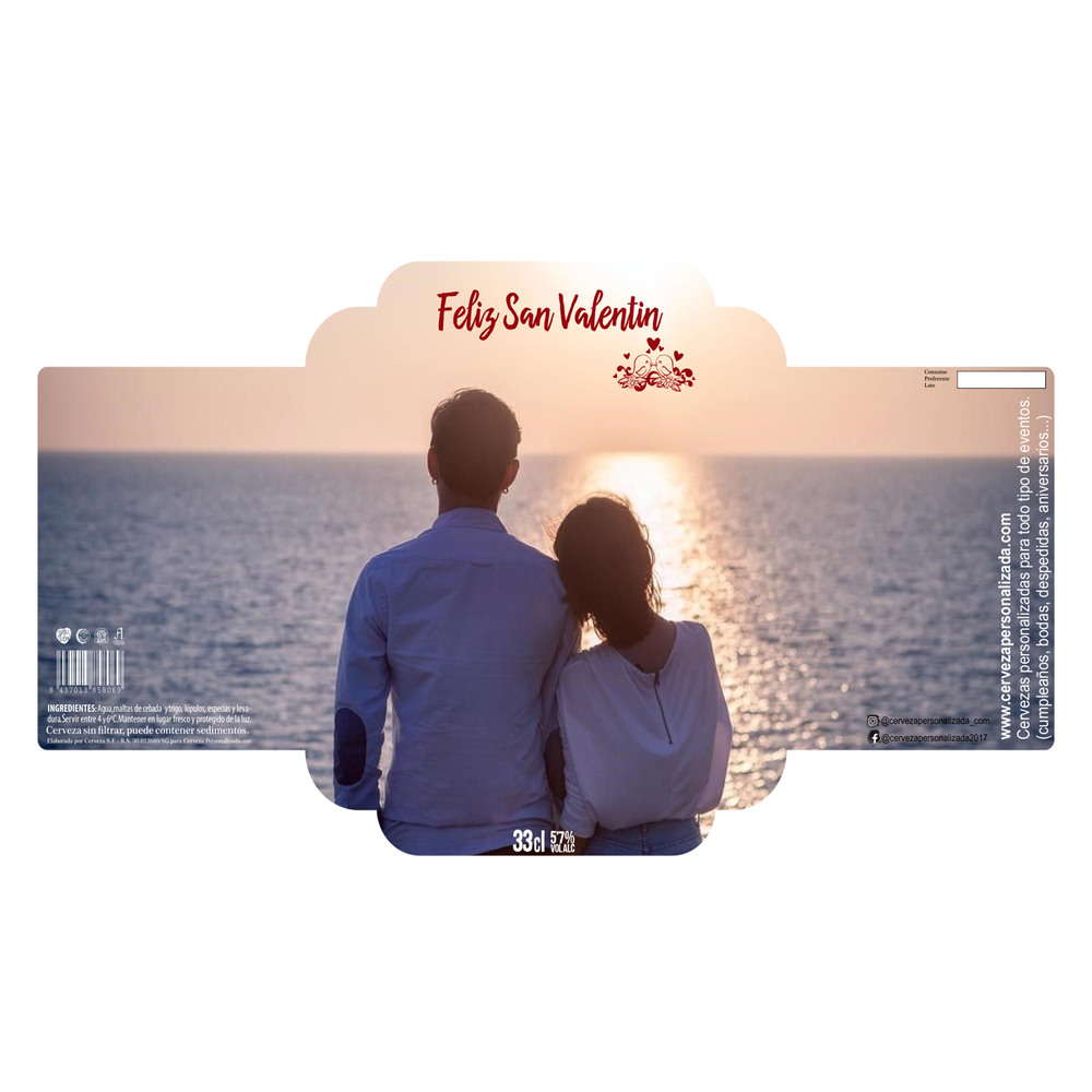 Pareja Viendo El Atardecer | Etiqueta Personalizada San Valentín – Pack de Cervezas - Imagen 2